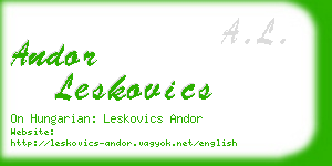 andor leskovics business card